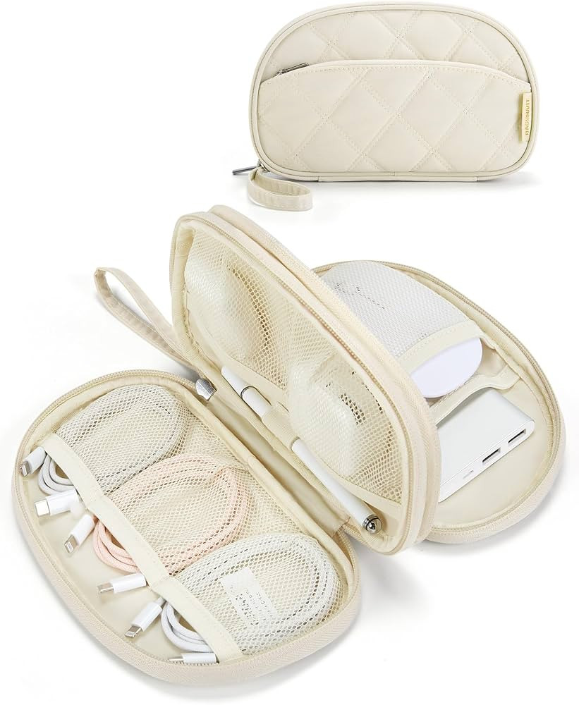 BAGSMART Travel Cord Organizer Electronics Organizer Travel Case, Double Layers Puffer Cable Orga... | Amazon (US)