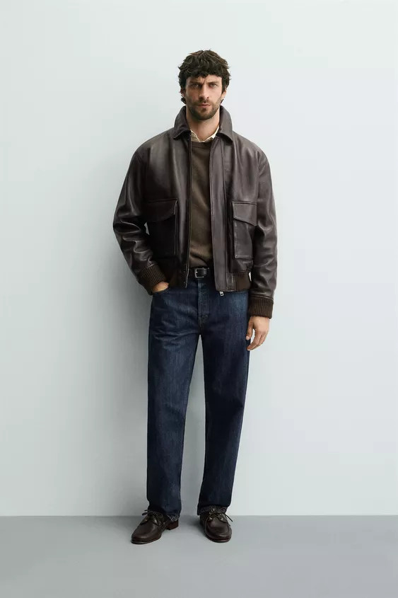 RELAXED FIT LEATHER JACKET | Zara DE