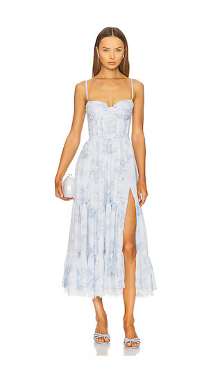 Lara Gown in Blue Tapestry Rose | Revolve Clothing (Global)