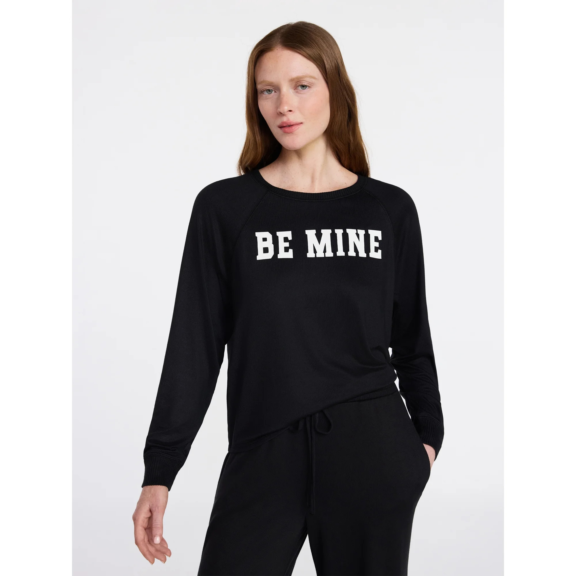 Joyspun Women's Cozy Lounge Collection Hacci Knit Long Sleeve Sleep Top, Sizes XS-3X | Walmart (US)