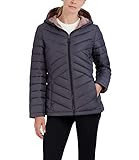 HFX Women's Short Lightweight Quilted Jacket Zipper Front Pockets Hood 25" Packable Puffer Coat | Amazon (US)