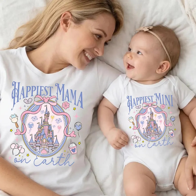 Coquette Bow Castle Happiest Mom On Earth And Mini Shirt, Disney Mom Shirt, Mommy And Me Sweater,... | Etsy (Global)