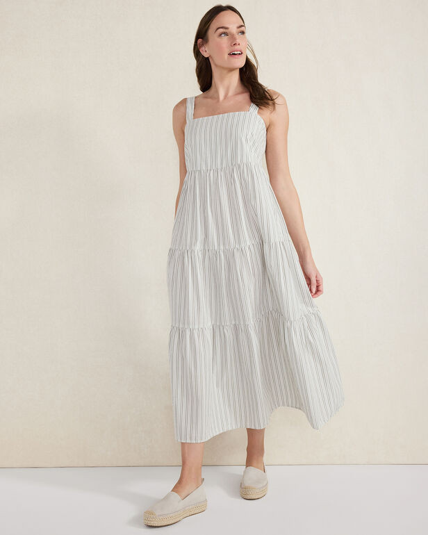 Organic Cotton Poplin Striped Midi Dress | Haven Well Within