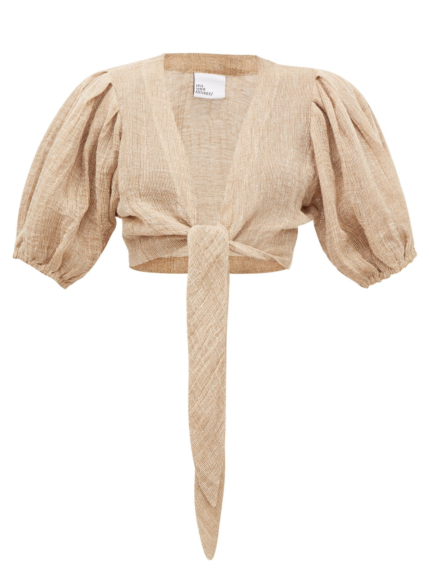 Tie-front organic linen-blend gauze blouse | Matches (UK)