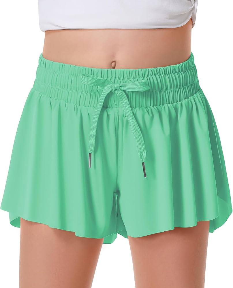 Girls Flowy Shorts Butterfly Shorts for Kids with Pocket 2-in-1 Athletic Shorts Running Shorts fo... | Amazon (US)