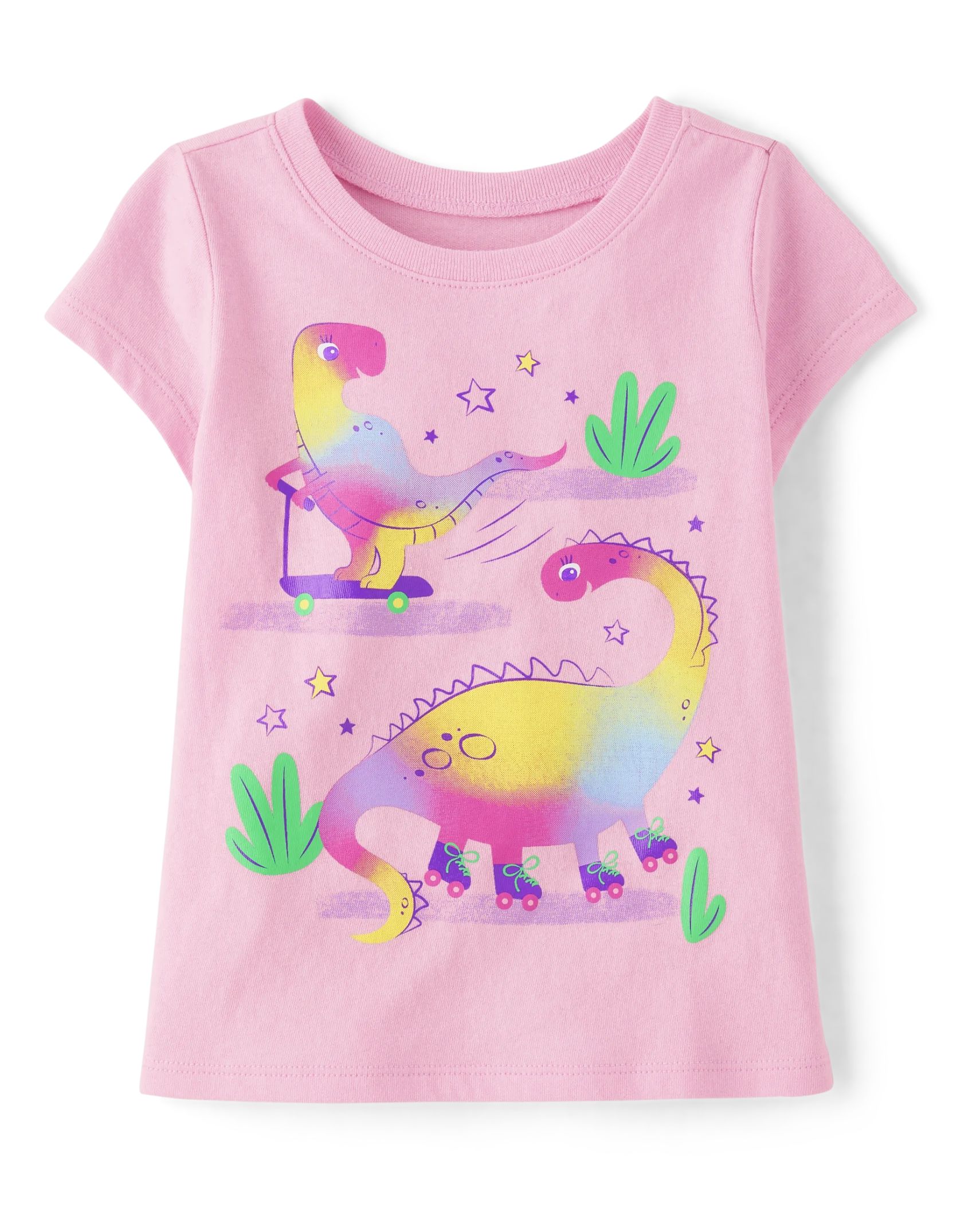 Baby And Toddler Girls Rainbow Dino Graphic Tee - luau | The Children's Place
