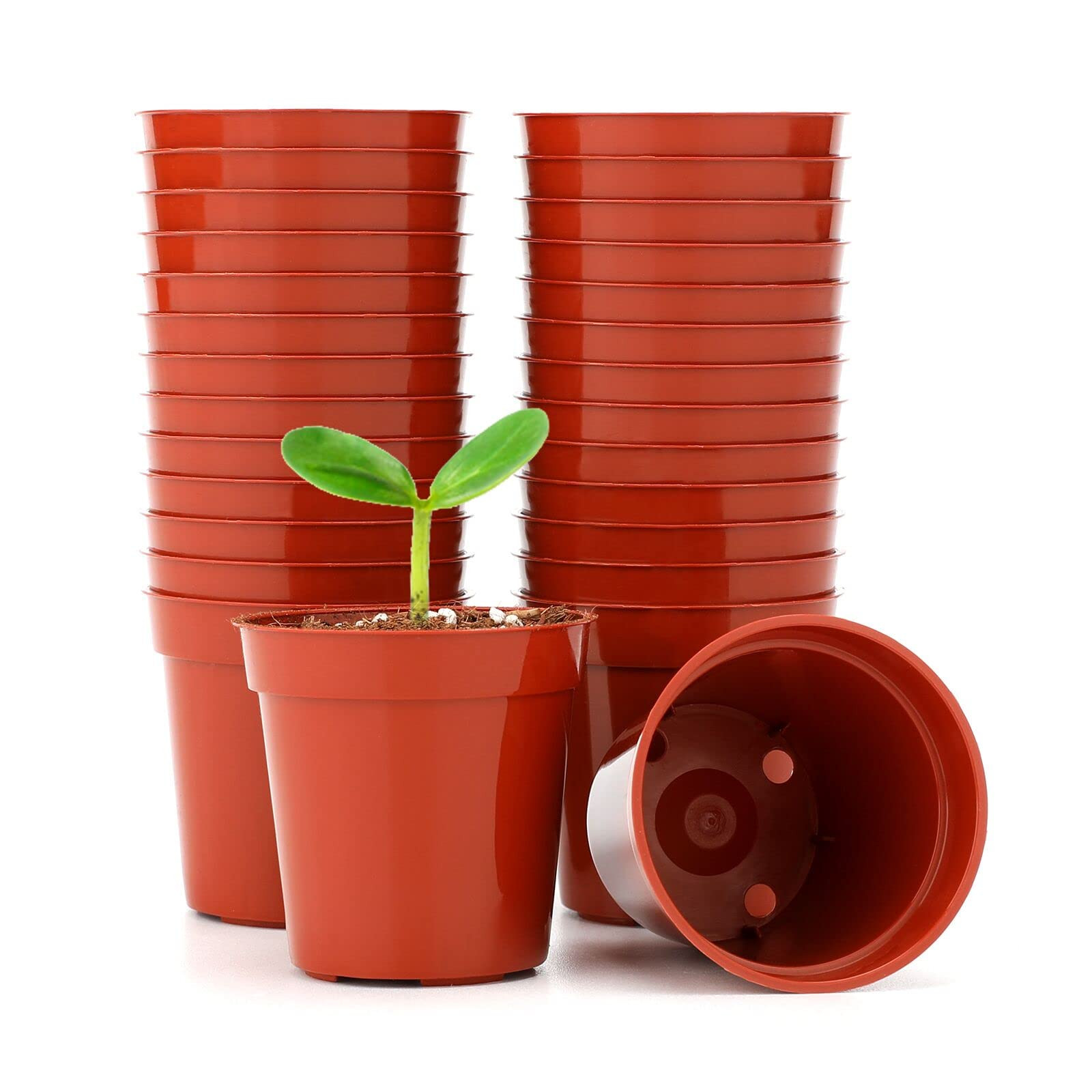 KINGLAKE GARDEN Small Terracotta Plastic Pots,50 Packs 2 Inch Small Plant Pots with Drainage Hole... | Amazon (US)