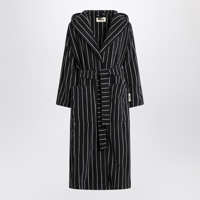 Black bathrobe with white stripes | The Double F