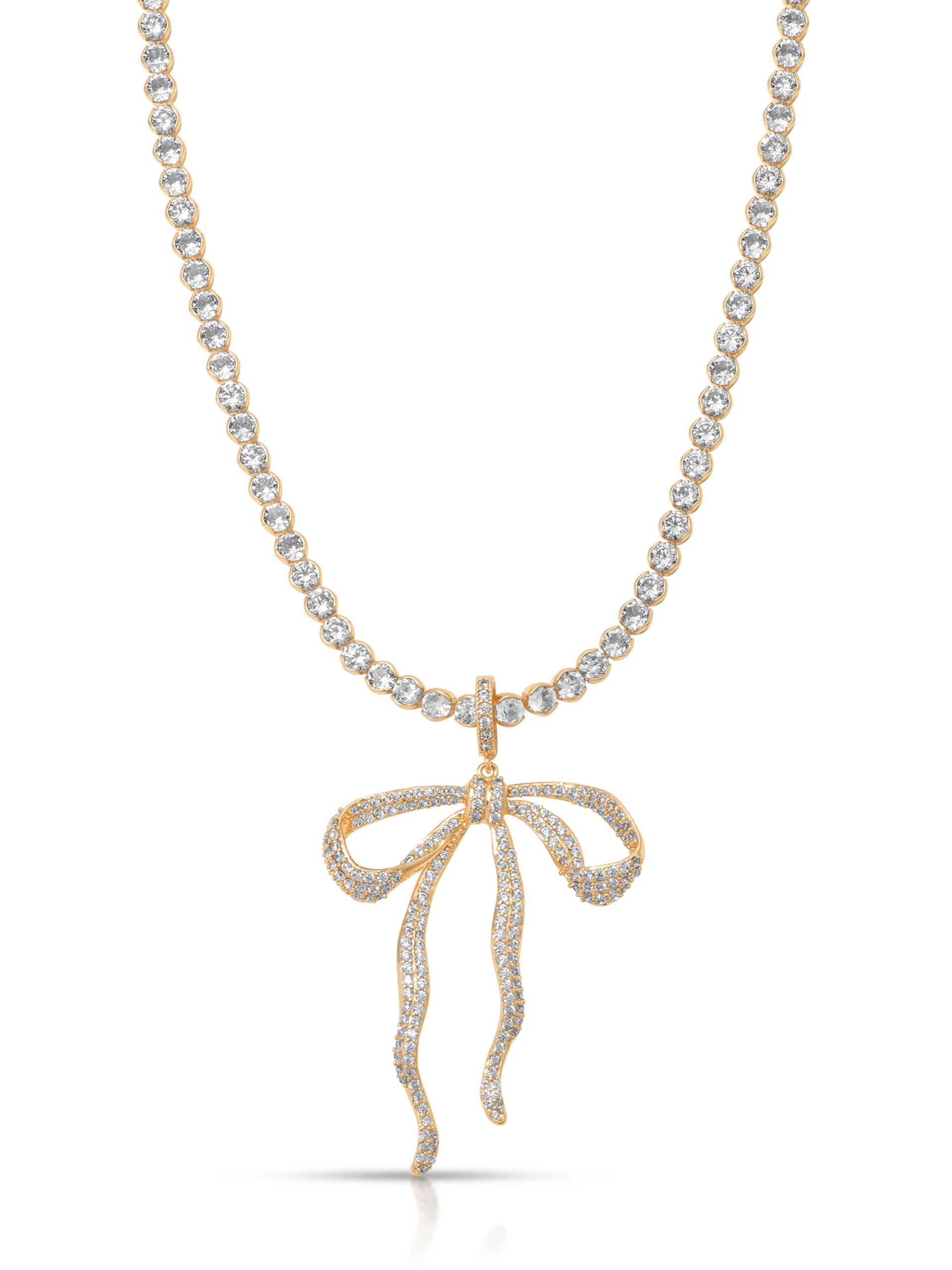 Pave Bow Tennis Necklace | Ettika