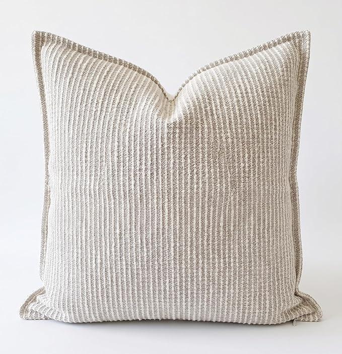 SanVia Cotton Throw Pillow Covers 20x20 – Handwoven Jacquard Texture, Fade-Resistant, No Pillin... | Amazon (US)