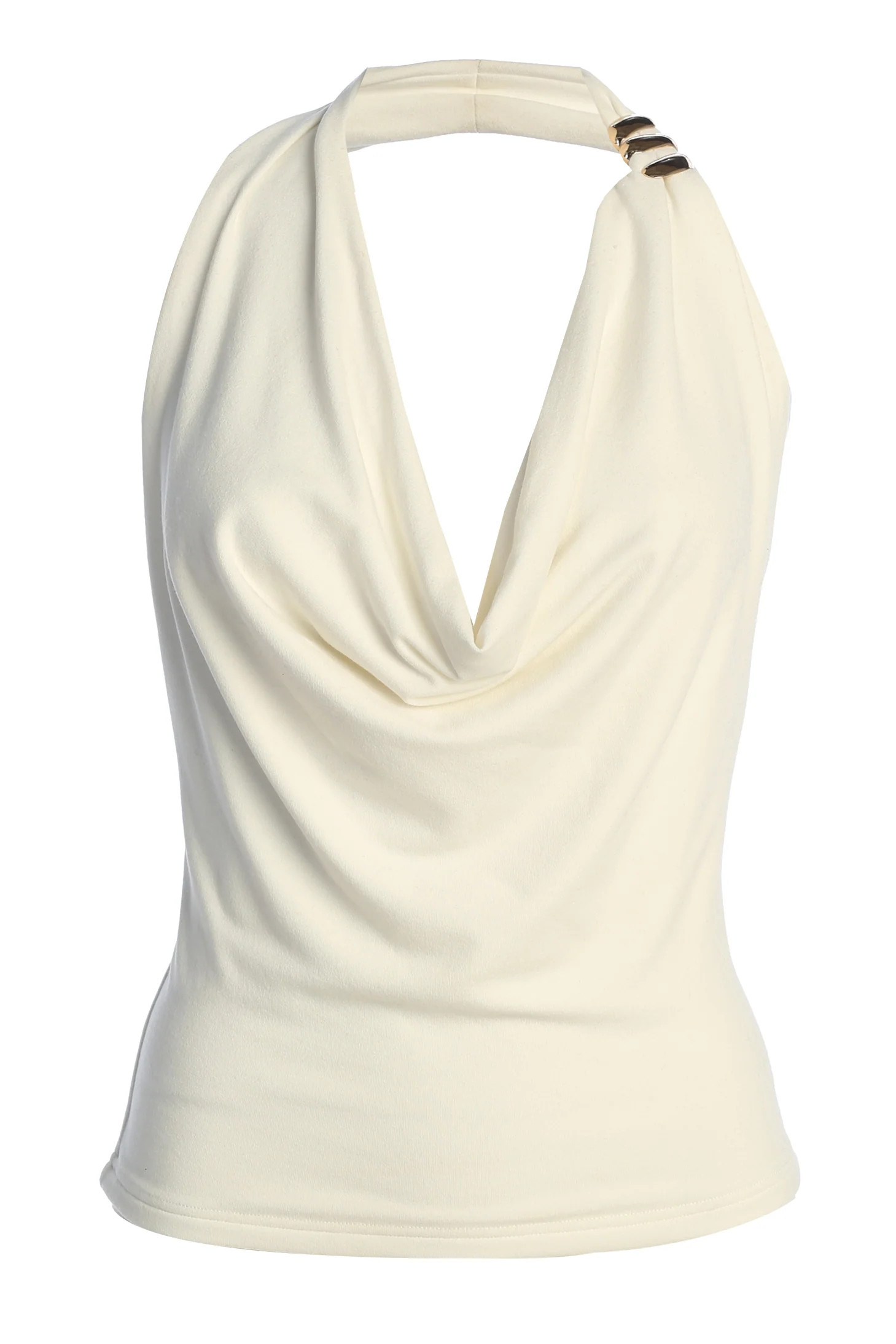 White Embellished Halter Top | JLUXLABEL