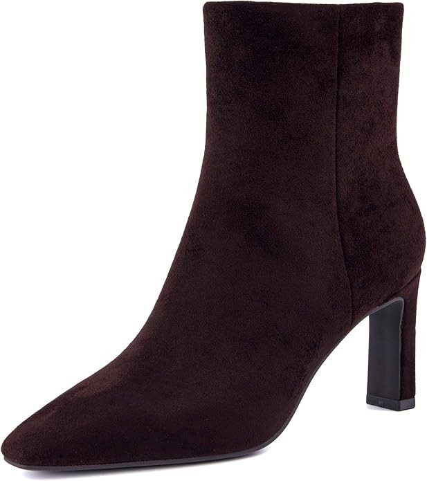 CUSHIONAIRE Giana Womens High Heel Ankle Boots, Square Toe Vegan Suede Mid Block Heel Dress Booti... | Amazon (US)