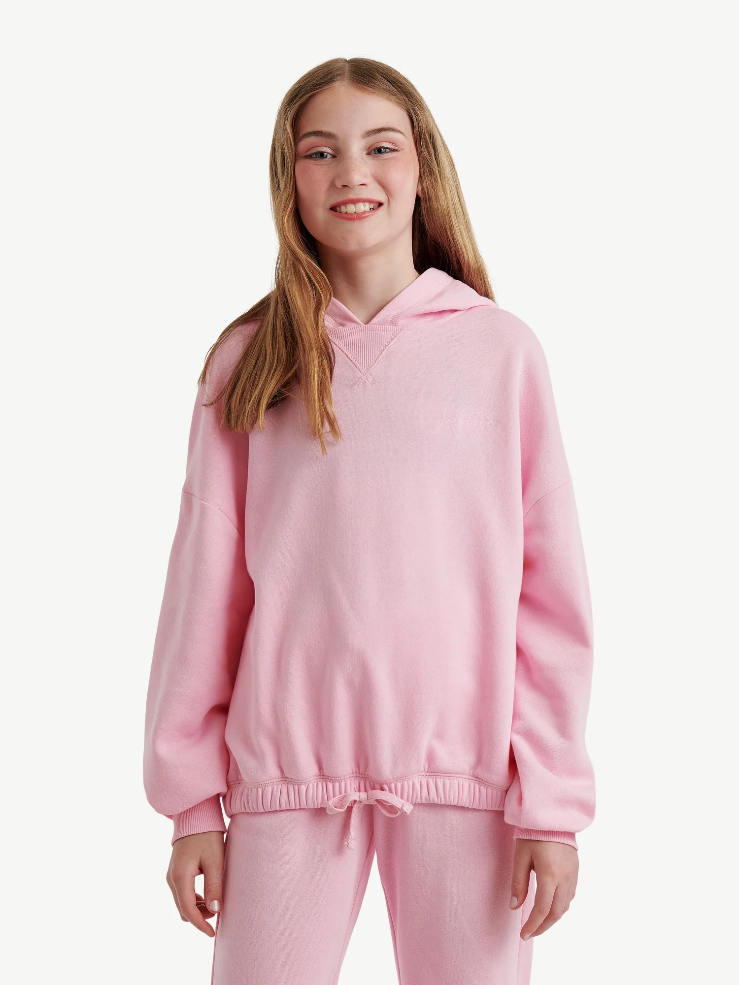 Justice Girls Basic Long Sleeve Fleece Hoodie, Sizes XS-XLP | Walmart (US)