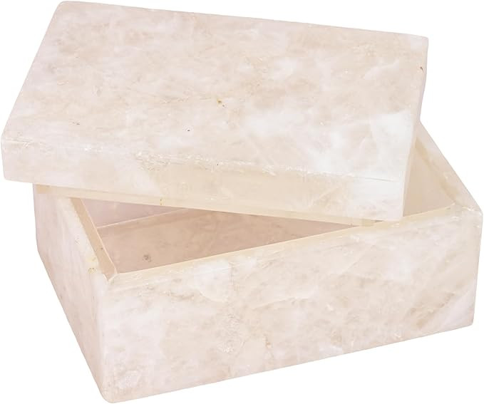 White Quartz Jewelry Box Crystal Gemstone Spiritual Trinket Keepsake Vanity Necklace Ring Organiz... | Amazon (US)