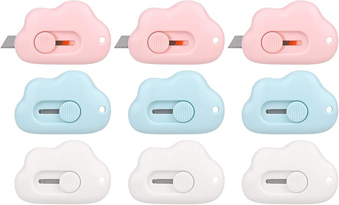 9 Pcs Mini Utility Knives, Retractable Box Cutter Portable Letter Opener Cloud Shaped Mini Art Cu... | Amazon (US)
