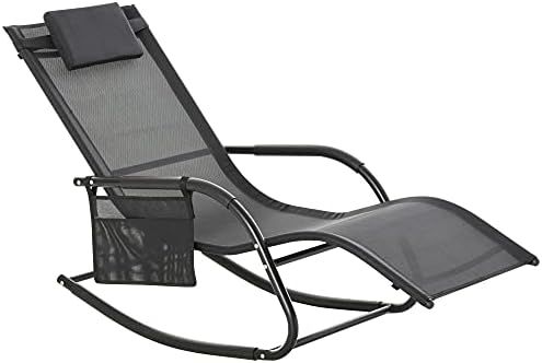 Outsunny Breathable Mesh Rocking Recliner Seat with Removable Headrest for Garden and Patio, Blac... | Amazon (US)