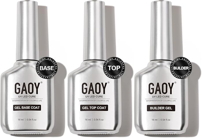 GAOY Gel Top Coat Builder Gel Base Coat Set Clear Glossy 16ml | Amazon (US)