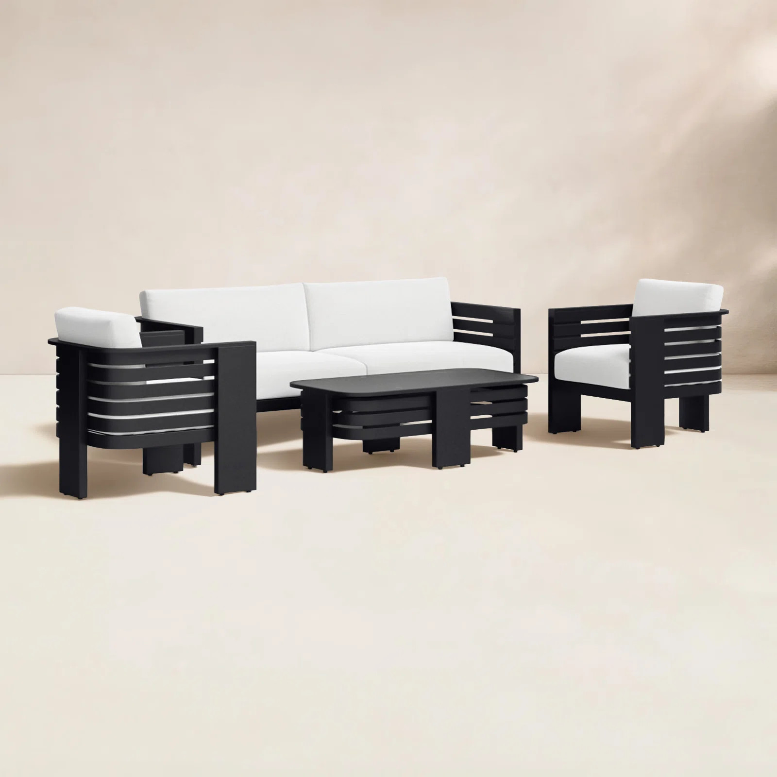 Ari 4-Piece Outdoor Rounded Aluminum Seating Group | AllModern