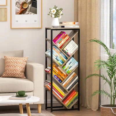Tree Bookshelf - 9 Tier Floor Standing Tree Bookshelf For Cds/Movies/Books, Small Bookshelf For Small Spaces Bookshelves Wooden Book Storage Organizer | Wayfair North America