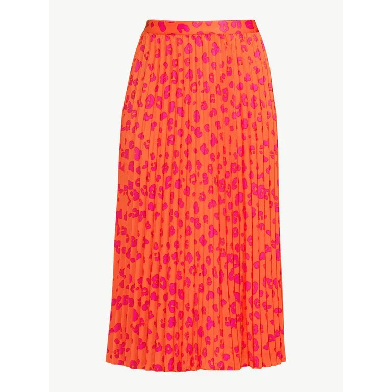 Scoop Women's Pleated Matte Satin Midi Skirt | Walmart (US)