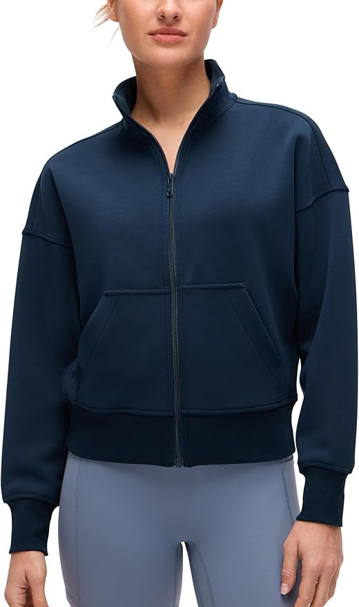 CRZ YOGA SoftAura Full Zip Sweatshirt for Women - Workout Casual Zipper Funnel Neck Sweat Shirts ... | Amazon (US)