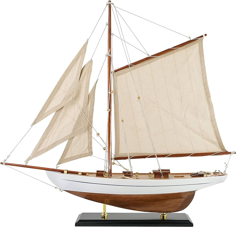 SAILINGSTORY Wooden Sailboat Decor Sailboat Model Boat Decor Ship Model Yacht Ivory Antique Finis... | Amazon (US)