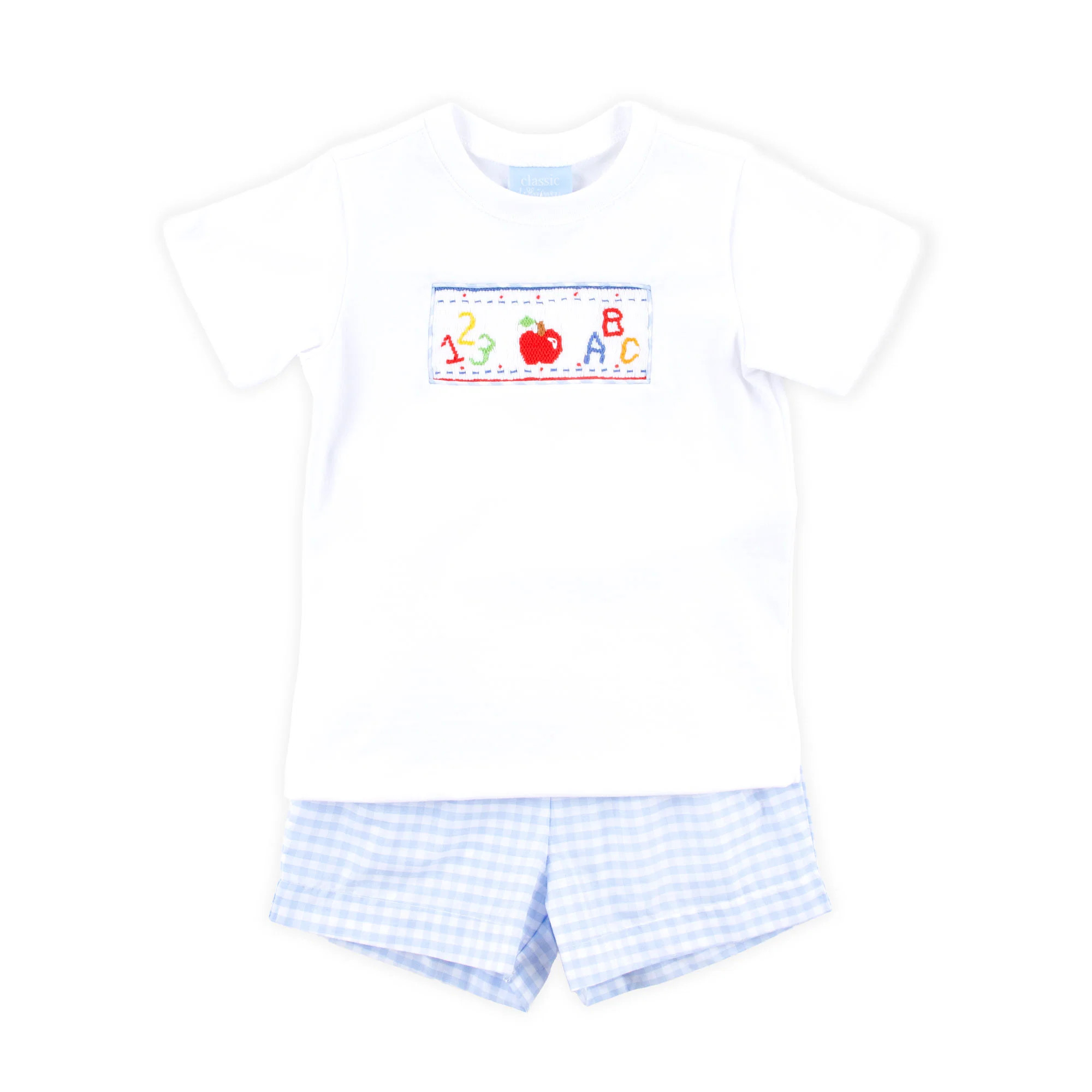 ABC Light Blue Gingham Short Set | Classic Whimsy