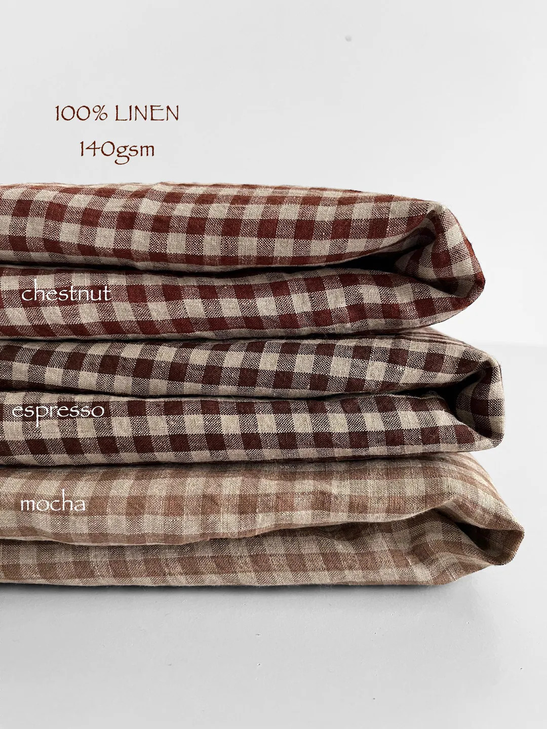 Brown Gingham Linen Fabric: Soft Stone Washed Vintage Style - Etsy | Etsy (US)