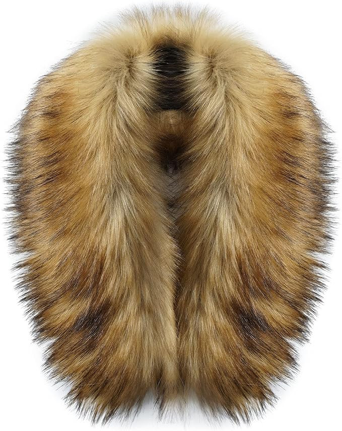 Faux Fur Collar detachable Hood Trim Replacement Neck Warmer Scarf Shawl Wrap For Winter Coat Jac... | Amazon (US)