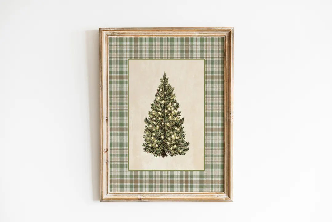 Printable Christmas Tree Neutral Vintage Rustic Modern Print Digital Download - Etsy | Etsy (US)