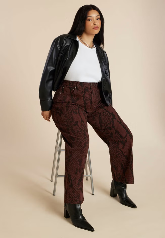 Snake Print Relaxed Leg Jean | Eloquii