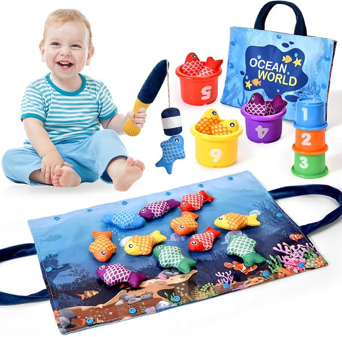 Amazon.com: Montessori Toys for 1 Year Old,20PCS Baby's Sensory Toy First Fishing Toy Set for 1-3... | Amazon (US)