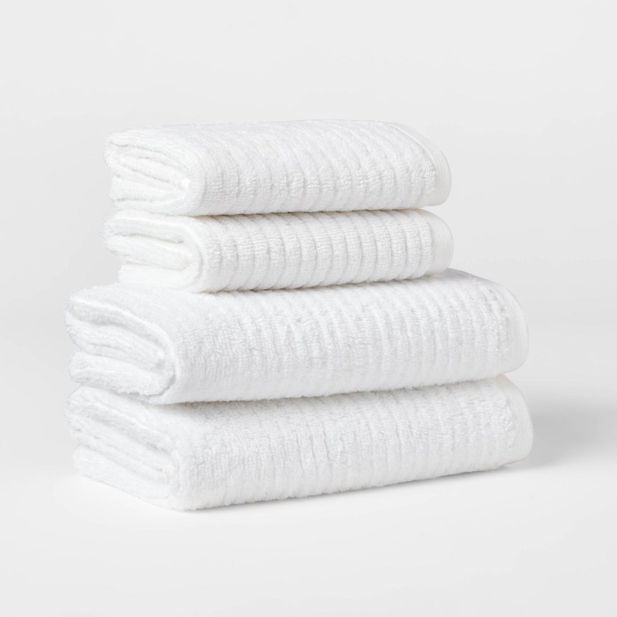 4pk Quick Dry Ribbed Hand/Wash Towel Set White - Threshold™ | Target