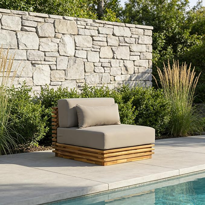 Christopher Knight Home Oversized Outdoor Club Chair with Solid Acacia Wood Frame Natural Finish ... | Amazon (US)