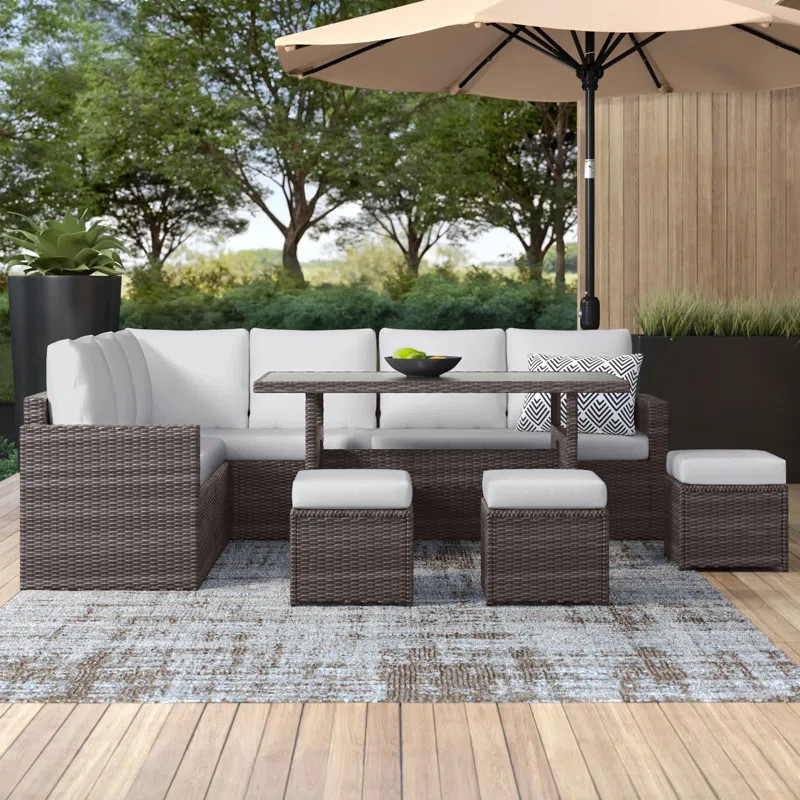 Cueva Rattan Wicker 9 - Person Seating Group with Cushions | Wayfair North America