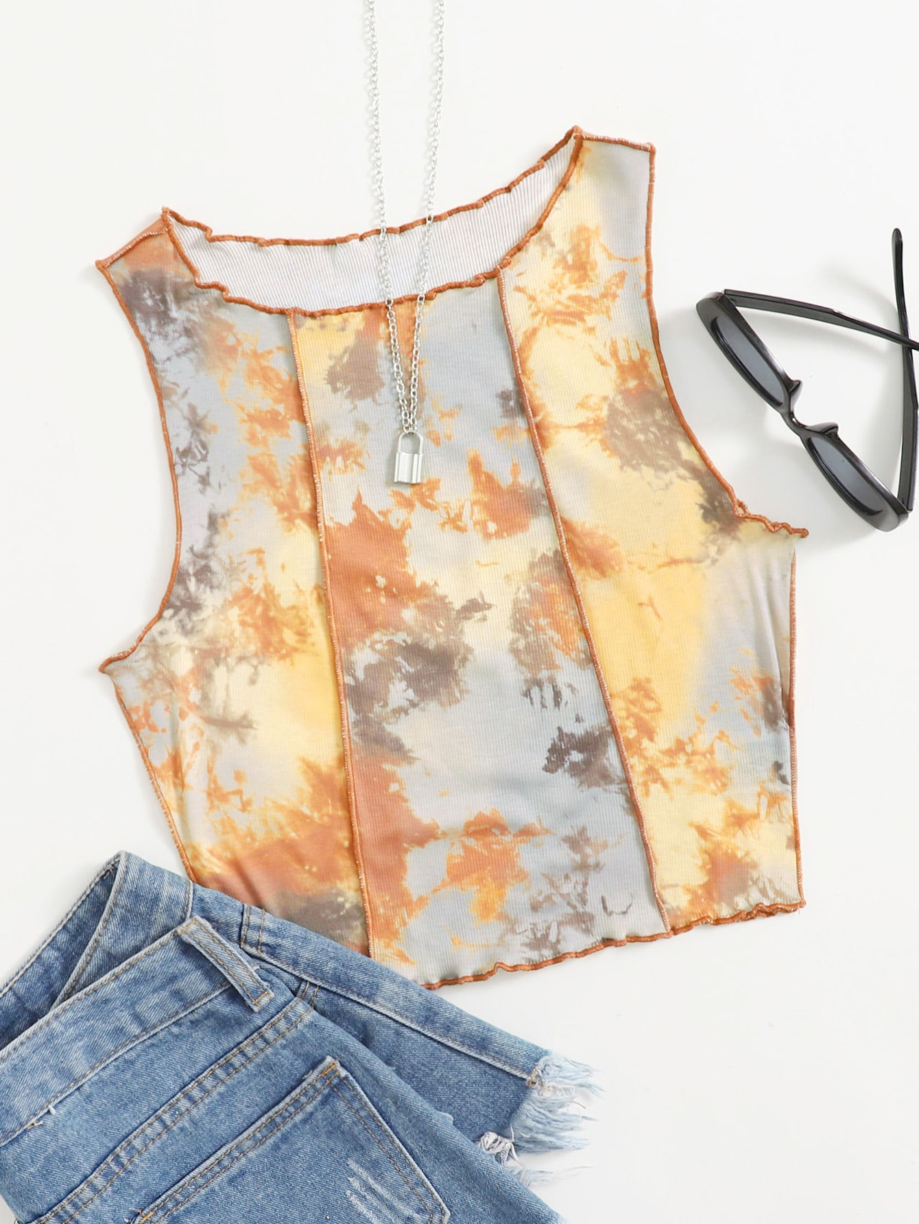 SHEIN Tie Dye Seam Front Tank Top | SHEIN