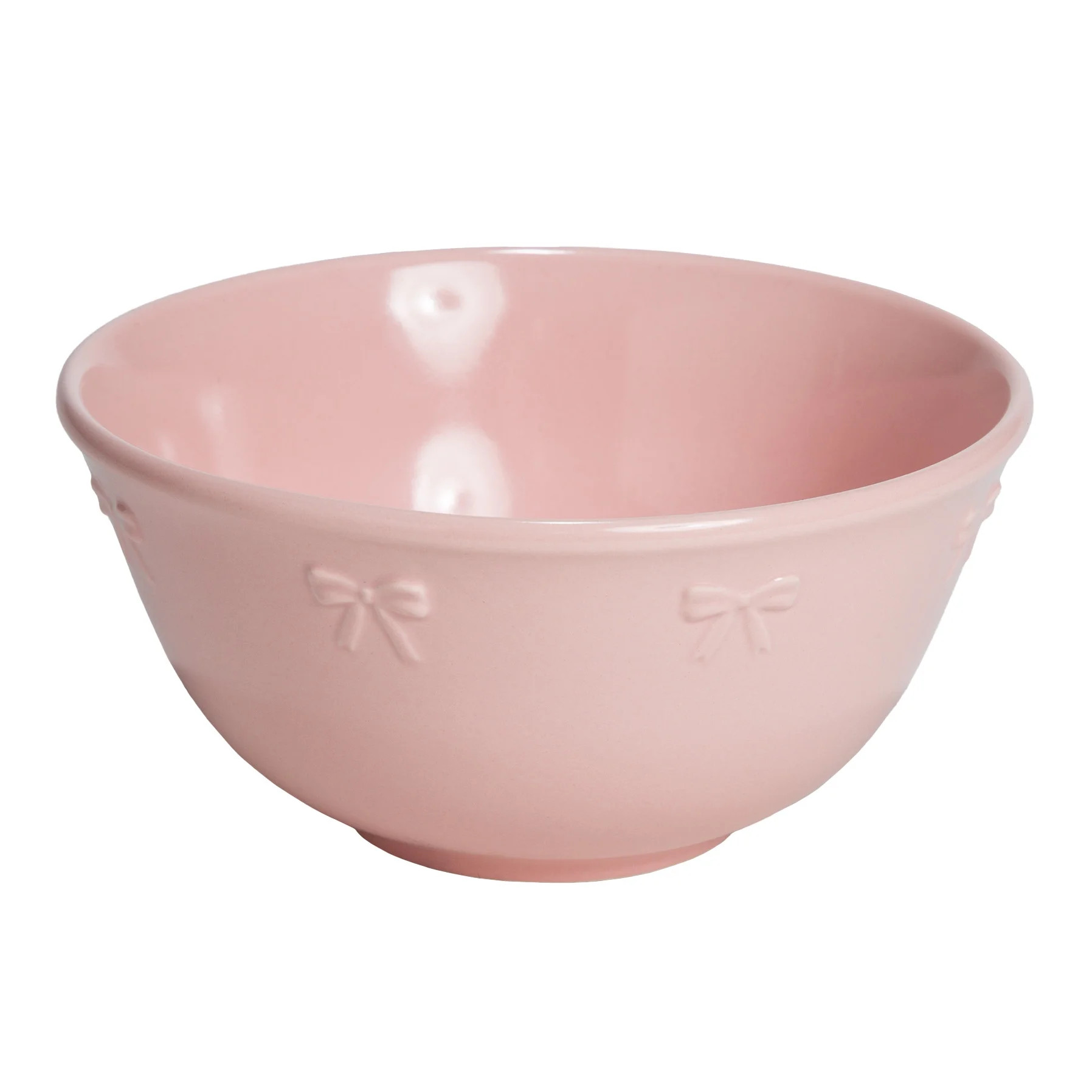 Paris Hilton London Collection Stoneware Soup Bowl, Embossed Bow Detailing, 6.25-inch, Blush Pink | Walmart (US)