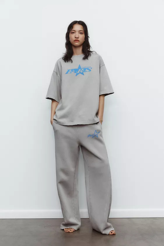 WASHED EFFECT T-SHIRT WITH SLOGAN | Zara US