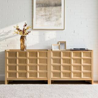 Jhelum Natural 32 in. Storage Cabinet with Adjustable Shelves (Set of 2) | The Home Depot