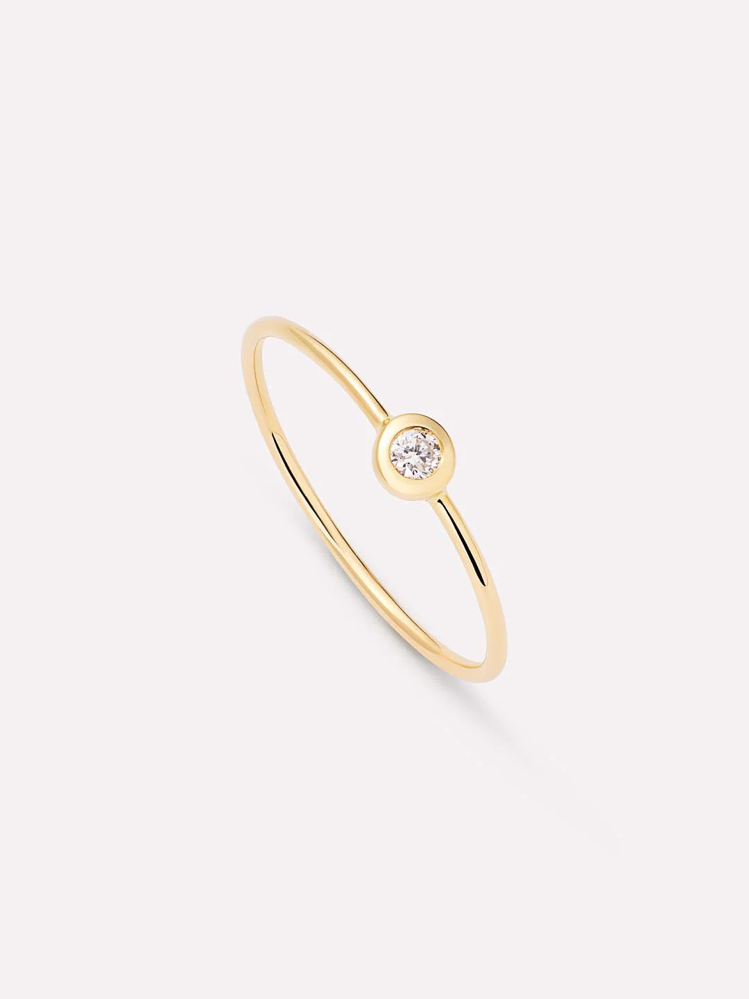 Solid Yellow Gold - Solo Diamond Stacking Ring | Ana Luisa