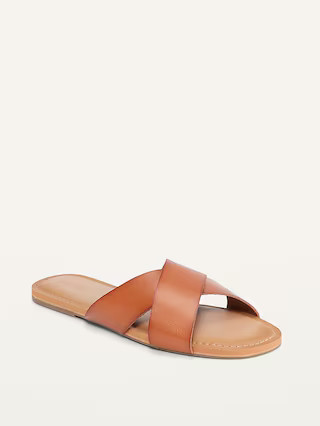 Criss-Cross Faux-Leather Sandals for Women | Old Navy (US)