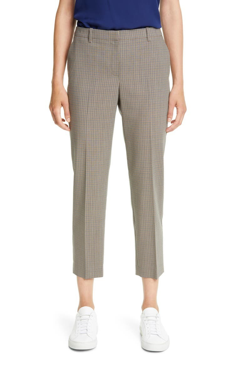 Theory Treeca 4 Plaid Wool Crop Pants | Nordstrom | Nordstrom
