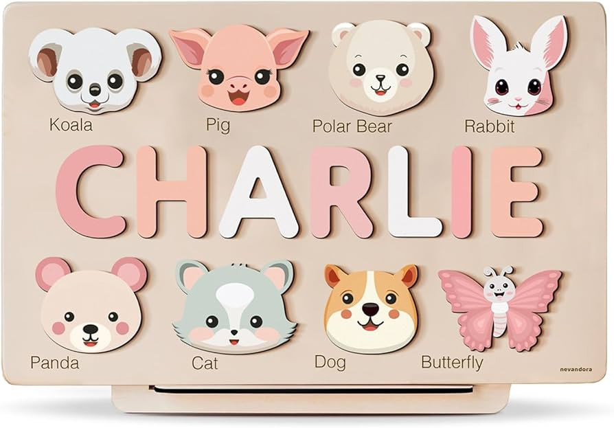 Custom Baby Name Puzzle with Animals, Baby Girl and Boy Gift, Personalized Puzzles for Toddlers, ... | Amazon (US)