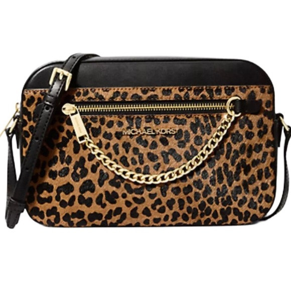 Michael Kors Leopard Print Calf Hair Large Jet Set Crossbody Bag | Poshmark