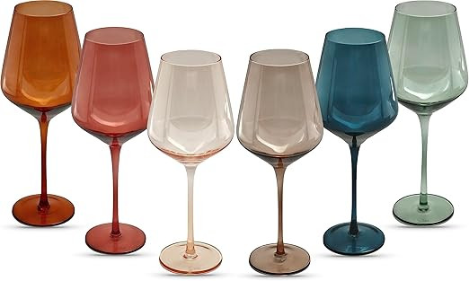 Saludi Colored Wine Glasses, 16.5oz (Set of 6) Stemmed Multi-Color Glass - Great for all Wine Typ... | Amazon (US)