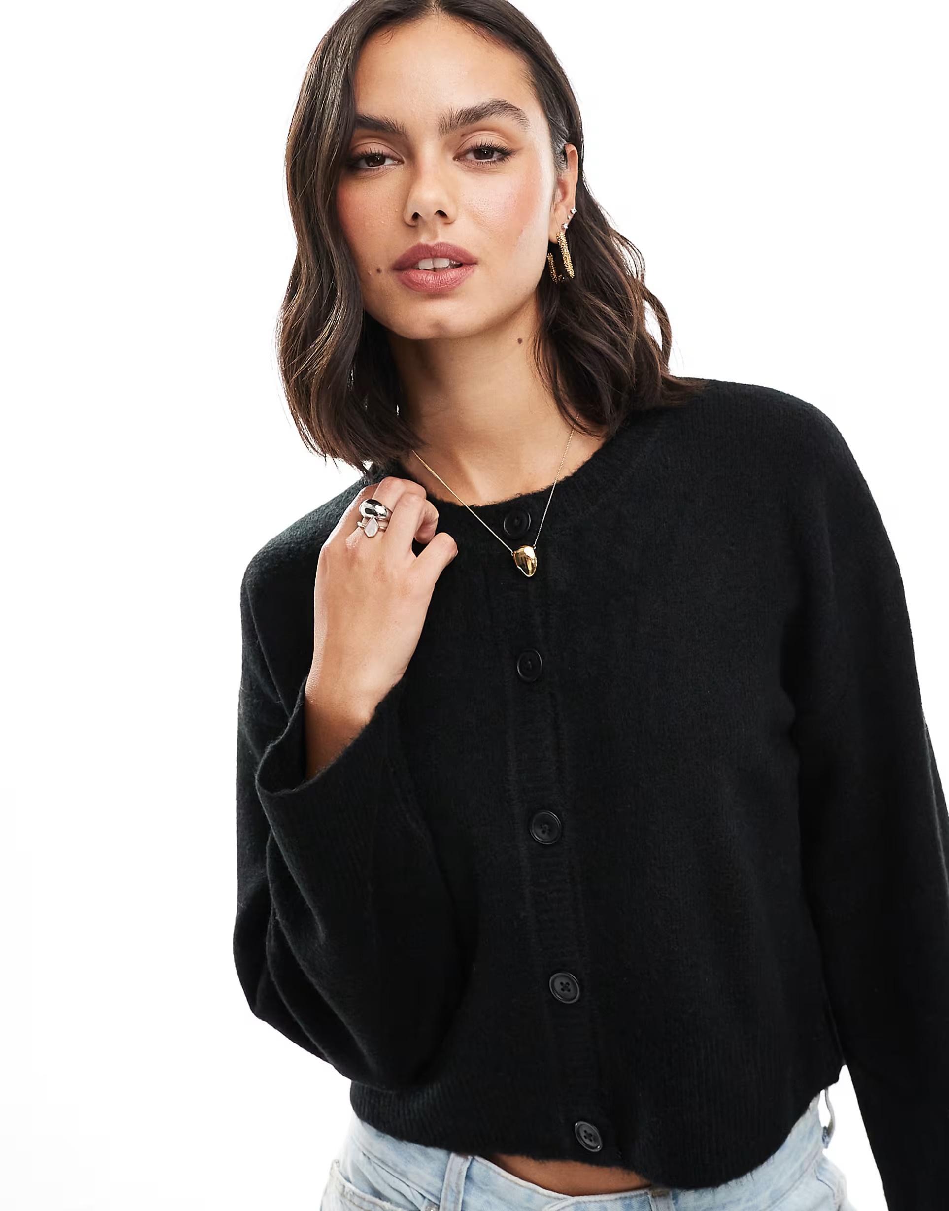 ASOS DESIGN crew neck cardigan in black | ASOS (Global)
