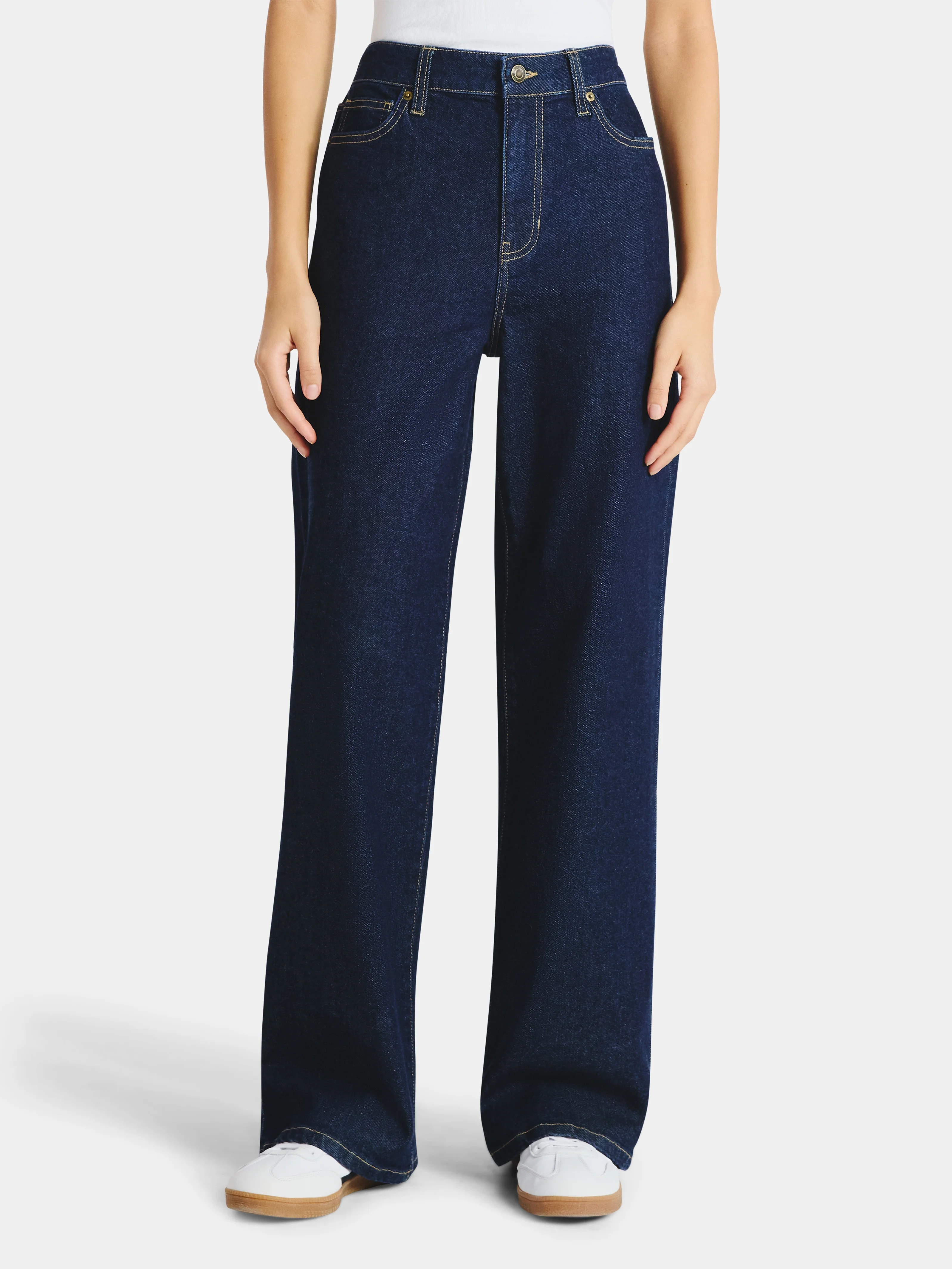 No Boundaries High Rise Baggy Wide Leg Jeans, 32" Inseam, Women’s and Women's Plus | Walmart (US)