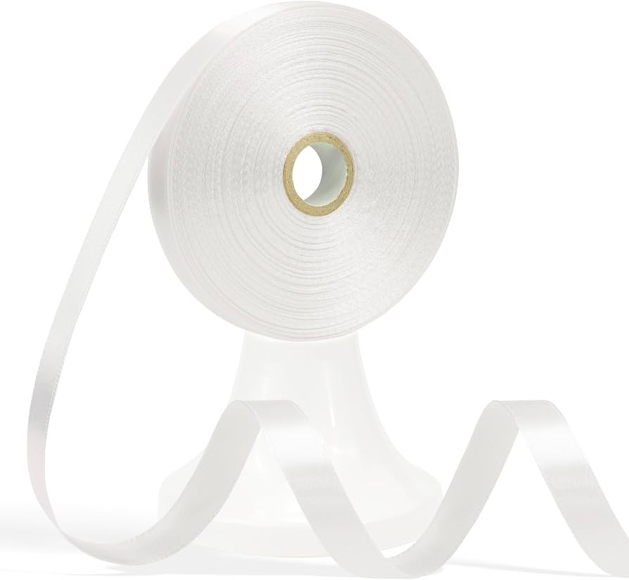 60 Yards White Ribbon 1/2 Inch, Solid White Satin Ribbon for Gift Wrapping, Crafts, Flower Bouque... | Amazon (US)