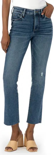 KUT from the Kloth Kelsey Fab Ab High Waist Raw Hem Ankle Flare Jeans | Nordstrom | Nordstrom