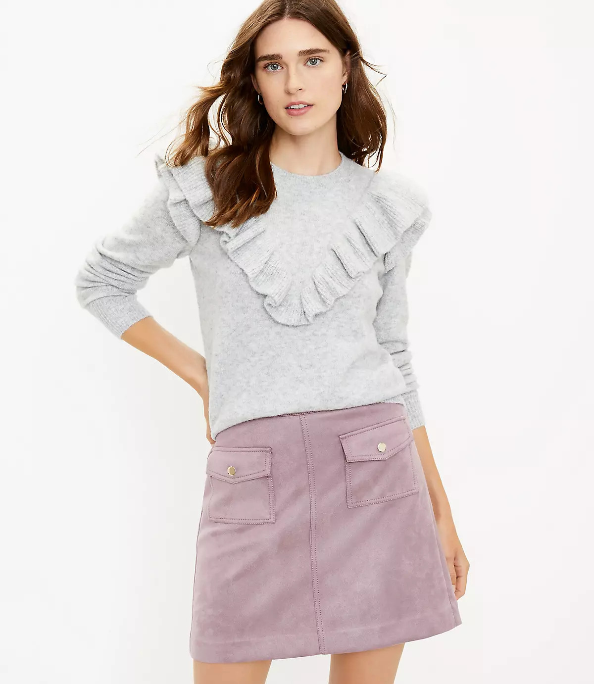 Ruffle Yoke Sweater | LOFT | LOFT